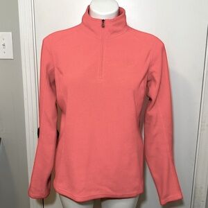 EUC North face fleece pullover shirt women medium salmon pink orange zip long